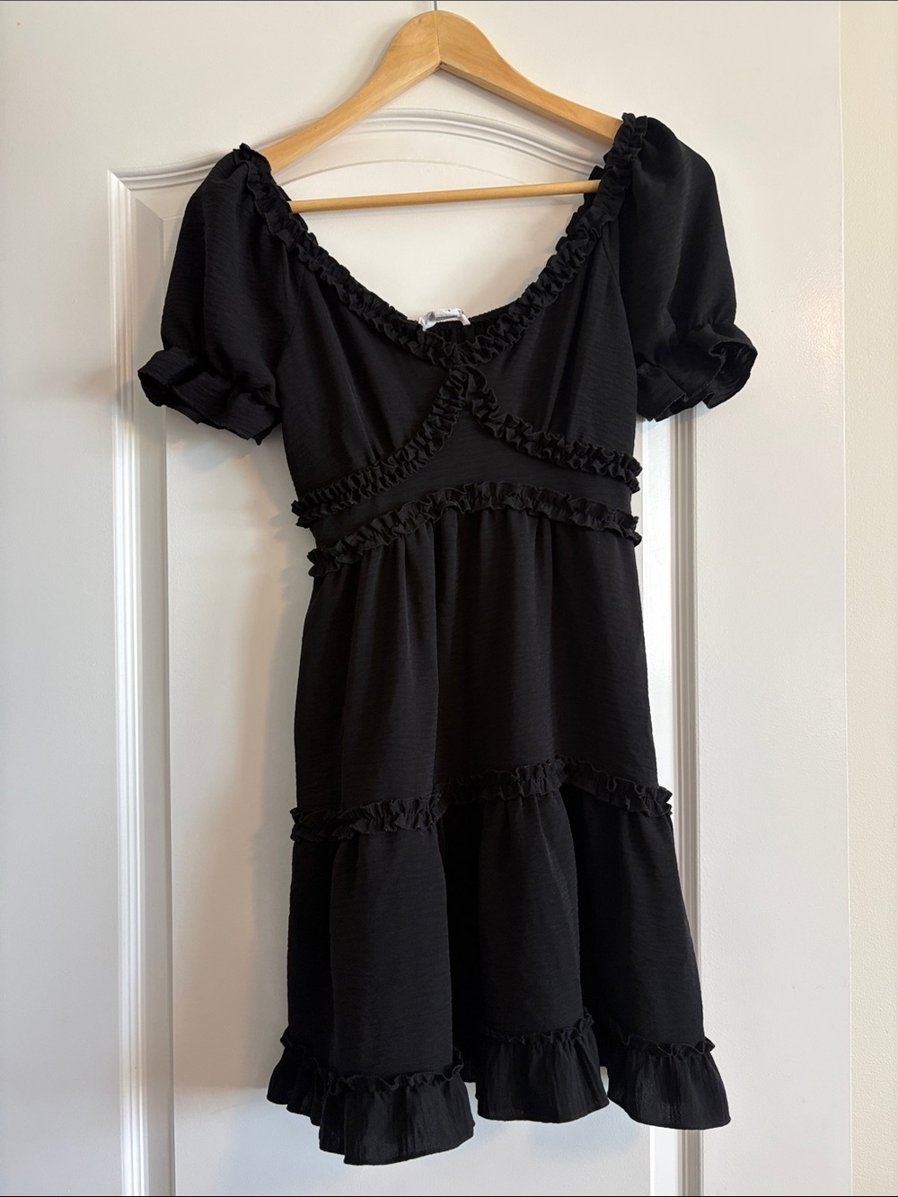 Charlotte Russe Black Ruffle Tiered Mini Dress